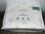 Everyday By Martha Stewart King 6 Pc Sheet Set White Pink Purple Floral. Fixed Price $65.00.