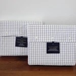 2PC Ralph Lauren Home Tattersall Organic Cotton Queen Flat Fitted Sheet Set Navy. Fixed Price $169.99.