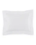 Sferra Analisa Italian White Cotton Percale Pillow Sham With Hemstitch. Fixed Price $84.00.