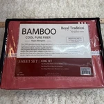 Egyptian Linens Royal Tradition Split King Sheet Set 100% Bamboo Viscose Coral. Fixed Price $55.00.