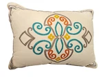 Waverly Accent Pillow 19"LX13"W Embroidered Orange Blue Brown Overfilled Soft. Fixed Price $16.71.
