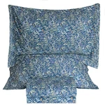 Qsh 100% Cotton Sheets For Queen Size Bed - Blue Floral Plant Pattern Botanic.... Fixed Price $74.06.