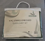 Serenity Home Soft Essentials 4 Pc Striped Embossed Queen Sheet Set Microfiber. Fixed Price $14.00.