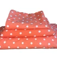 Pottery Barn 3 Pc Twin Sheet Set & Pillow Case Orange W/ White Polka Dots. Fixed Price $40.00.