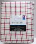 Mainstays 4-PIECE Red Plaid Flannel King Sheets Set. Fixed Price $34.19.