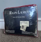 New Ralph Lauren 100% Cotton Twin Flat Sheet Scarlet Red 66'' X 96'' No Iron. Fixed Price $16.00.