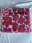 Marimekko Mini Unikko King Sheet Set Cotton Percale Bedding Red White Floral. Fixed Price $132.99.