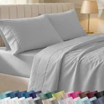 Queen Size Sheets 400 Tc 100% Cotton Sateen Light Grey California Design Den. Fixed Price $89.99.
