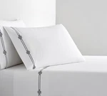 New Pottery Barn Emilia Embroidered Organic Cotton Sheet 4PC Set King White Blue. Fixed Price $149.99.