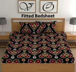 Designer Double Elastic Fitted Bedsheet With Pillow Cover Code 21. Fixed Price $40.99.