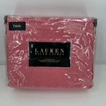 Lauren Ralph 100% Cotton Twin Sheet Set Pink White Polka Dots 3PC New. Fixed Price $56.05.