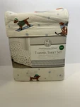 Huntington Home 3 Pc Twin 100% Cotton Flannel Sheet Set Dog Fun The Snow. Fixed Price $40.00.