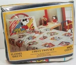 Franco Peanuts Snoopy 3 Piece Twin Flannel Sheet Set Joe Cool Cotton Vtg Nos New. Fixed Price $1199.95.