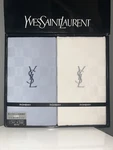 Ysl Yves Saint Laurent Blue And White Twin Sheet Set. Fixed Price $280.00.
