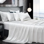 Manyshofu 7PCS Pure White Satin Sheets King Size Set - Luxurious & Soft Bedding. Fixed Price $58.94.