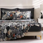 Floral Queen Size Bed Set, 6 Piece, Deep Pocket Black Fitted Sheet, Comfy. Fixed Price $41.99.