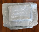Euc Joy Dream Faith Believe Twin Sheets-fitted & Flat, 1 Pillowcase Gray/white. Fixed Price $14.99.