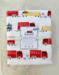 Pottery Barn Kids Wyatt Firetruck Organic Sheet Set Flannel Queen Red Navy White. Fixed Price $149.00.