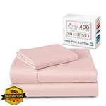 Pizuna Twin Xl Cotton Sheets, 400 Tc Sateen, Light Pink, Deep Pocket. Fixed Price $101.41.
