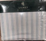 Ralph Lauren Hope Chest Stripe Light Blue White Queen Size Flat Sheet Nip Italy. Fixed Price $99.88.