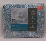 Jc Penney 300 Thread Count Sheet Set Blue Paisley Twin Percale Nip Pc. Fixed Price $24.99.