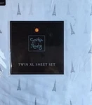 Cynthia Rowley Extra Long Twin Sheet Set Grey Paris Eiffel Tower White - Nwt. Fixed Price $29.95.