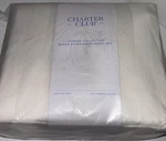 Charter Club Damask Collection Queen Sheet Set 550 Tc 100% Cotton White Striped. Fixed Price $65.00.