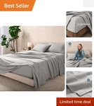 Oeko-tex Certified Flannel Sheet Set 100% Cotton, Light Grey Queen Size. Fixed Price $81.59.