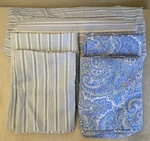 Vtg Ralph Lauren Harbor View Blue Stripe 6PC Queen Sheet Set W/ Yellow Paisley. Fixed Price $99.95.