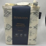 Pendleton Birch Tree Double Brushed Flannel Queen Sheet Set Aztec Grey & Ivory. Fixed Price $104.42.