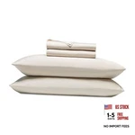 Cozy Earth Luxury Bed Sheet Set - 100% Viscose From Bamboo Fabric, King Cream. Fixed Price $483.50.