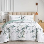 Flysheep Botanical Quilt Set Twin Green Leaves Reversible Bedspread Soft Microfi. Fixed Price $48.58.