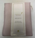 Papyrus Queen Sheet Set Blush Pink 300TC Cotton Sateen Bedding. Fixed Price $49.95.