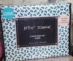 Betsey Johnson 6-PIECE Queen Sheet Set Green & White Coquette "paris. Fixed Price $36.99.