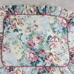 Vtg Crown Crafts Lindsey Pillow Shams Standard Mauve Floral Ruffled Edge Cottage. Fixed Price $50.00.