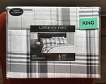 6-PC London Fog King Size Plaid Sheet Set Black/grey (2 Extra Pillowcases). Fixed Price $65.00.