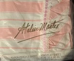 Nos Vtg 90S Atelier Martex King Flat Sheet Parasol Stripe Pink & White Lace. Fixed Price $29.96.