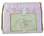 Nos Vtg Rose Pink Microfiber Twin Sheet Set Floral Embroidery. Fixed Price $19.95.