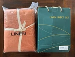 Sonoro Kate 100% French Pure Linen King Luxury Sheets Set 4PCS (orange). Fixed Price $95.00.