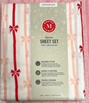 Martha Stewart Christmas Bows And Ribbons Cotton Sheet Set Queen Size. Fixed Price $68.00.