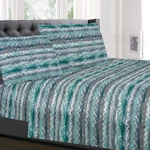 Summerset Green Zig Zag Printed 4-PIECE Microfiber Sheet. Fixed Price $29.99.