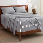 Bedsure Deep Pocket Sheets Set - Fits Mattresses Queen, 01 Light Grey. Fixed Price $43.99.