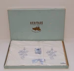 Vintage Heritage Blue Flowers Hand Embroidery Double Sheet & 2 Pillow Case Set. Fixed Price $29.11.
