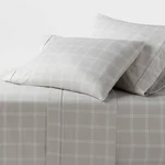 Queen 400 Thread Count Performance Sheet Set Gray Plaid - Threshold Designed Nwt. Fixed Price $59.99.