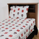 North Carolina State Wolfpack King Size 4-PIECE Sheet Set White Background. Fixed Price $107.99.
