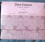 Juicy Couture King Sheet Set 6 Piece Jc Logo Grid Pattern Vibrant Soft Easy Care. Fixed Price $49.99.