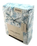 Nwt Laura Ashley Queen Size Blue Ribbon & Floral 100% Cotton Percale Sheet Set. Fixed Price $89.99.