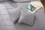 MEANING4 2 Pcs Grey Throw Pillow Covers Poms European Square Cases Cotton. Fixed Price $24.45.