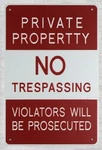 Dorm Room Wall Decor Private Propertty No Trespassing Tin Metal Sign. Fixed Price $19.52.