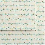 Cuddl Duds String Of Christmas Lights Queen Size Cotton Flannel Sheet Set. Fixed Price $52.00.